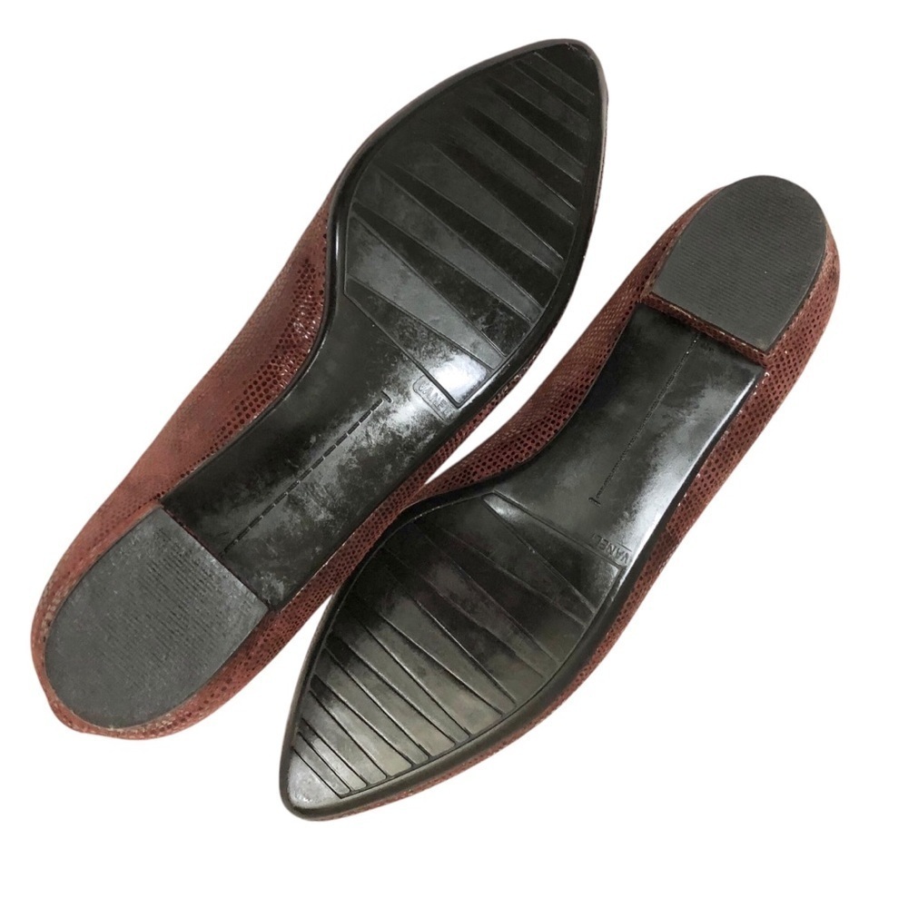 Vaneli Ganet Burgundy Leather Lizard Embossed Pointed Toe Flats Shoes 10N - Picture 9 of 9